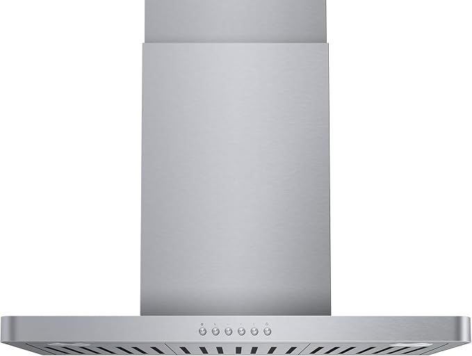 900 CFM Wall Mount Range Hood, 90 cm Stainless Steel Kitchen Chimney Hood with 4-Speed Exhaust Fan, LED Lights, Push Button Controls, Ultra-Thin Ducted Vent Hood for Home Kitchens
