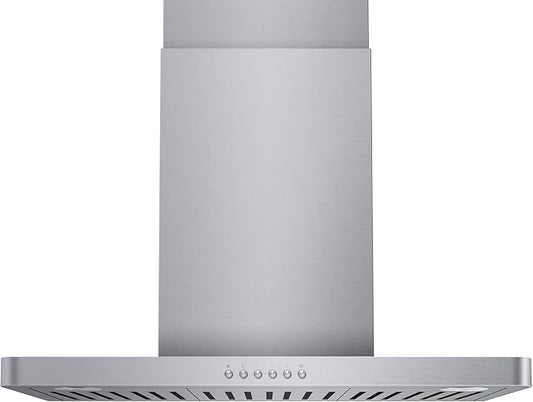 900 CFM Wall Mount Range Hood, 90 cm Stainless Steel Kitchen Chimney Hood with 4-Speed Exhaust Fan, LED Lights, Push Button Controls, Ultra-Thin Ducted Vent Hood for Home Kitchens