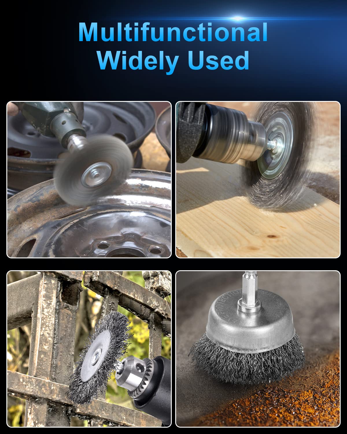 6 Pack Carbon Steel Wire Wheel Brush, Wheel Brush for Dill