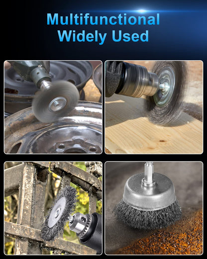 6 Pack Carbon Steel Wire Wheel Brush, Wheel Brush for Dill