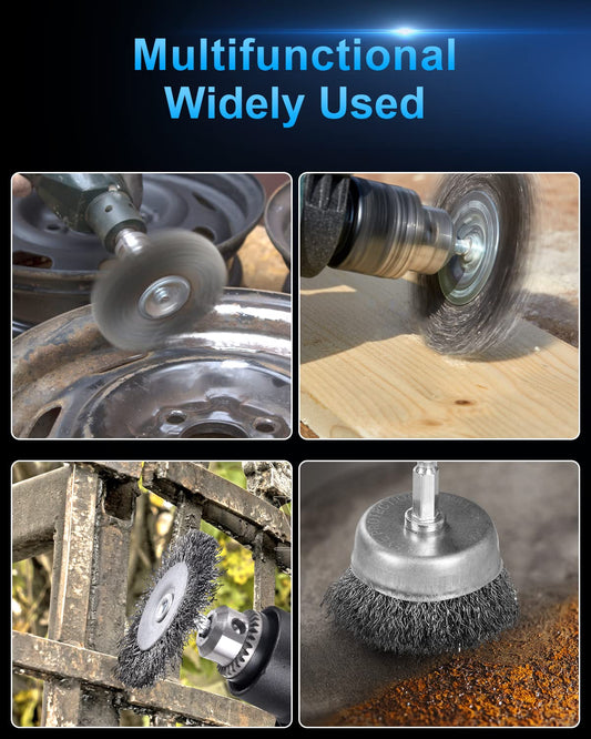 6 Pack Carbon Steel Wire Wheel Brush, Wheel Brush for Dill